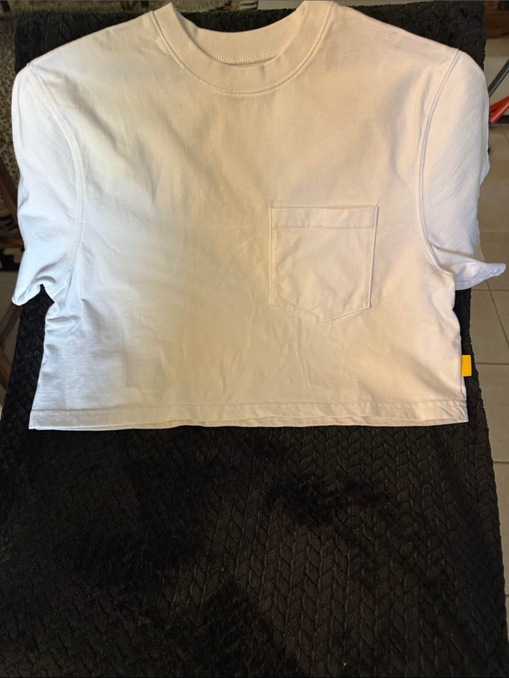 Cropped White Pocket Tee - Women’s Casual Crop Top